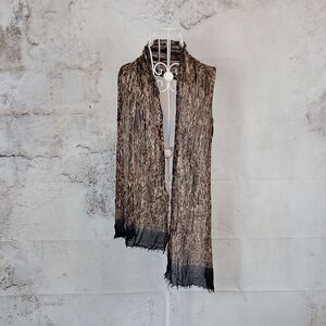 Signature Collection Leopard Print Scarf with Black Ends 14" X  72"